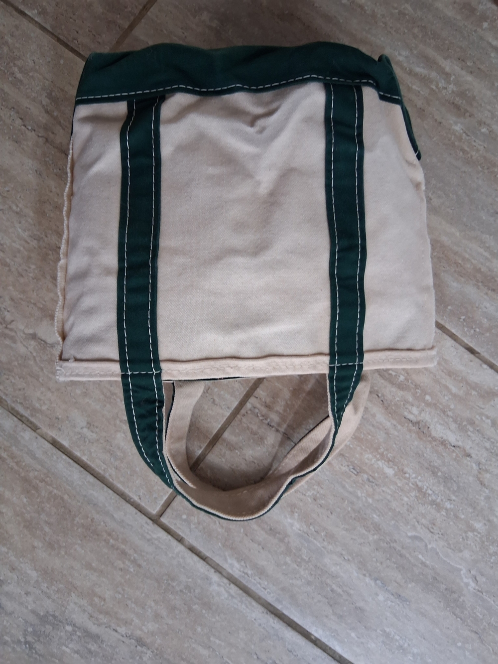 Vintage LL Bean Micro Mini Zip Boat & Tote Canvas Bag USA Green White